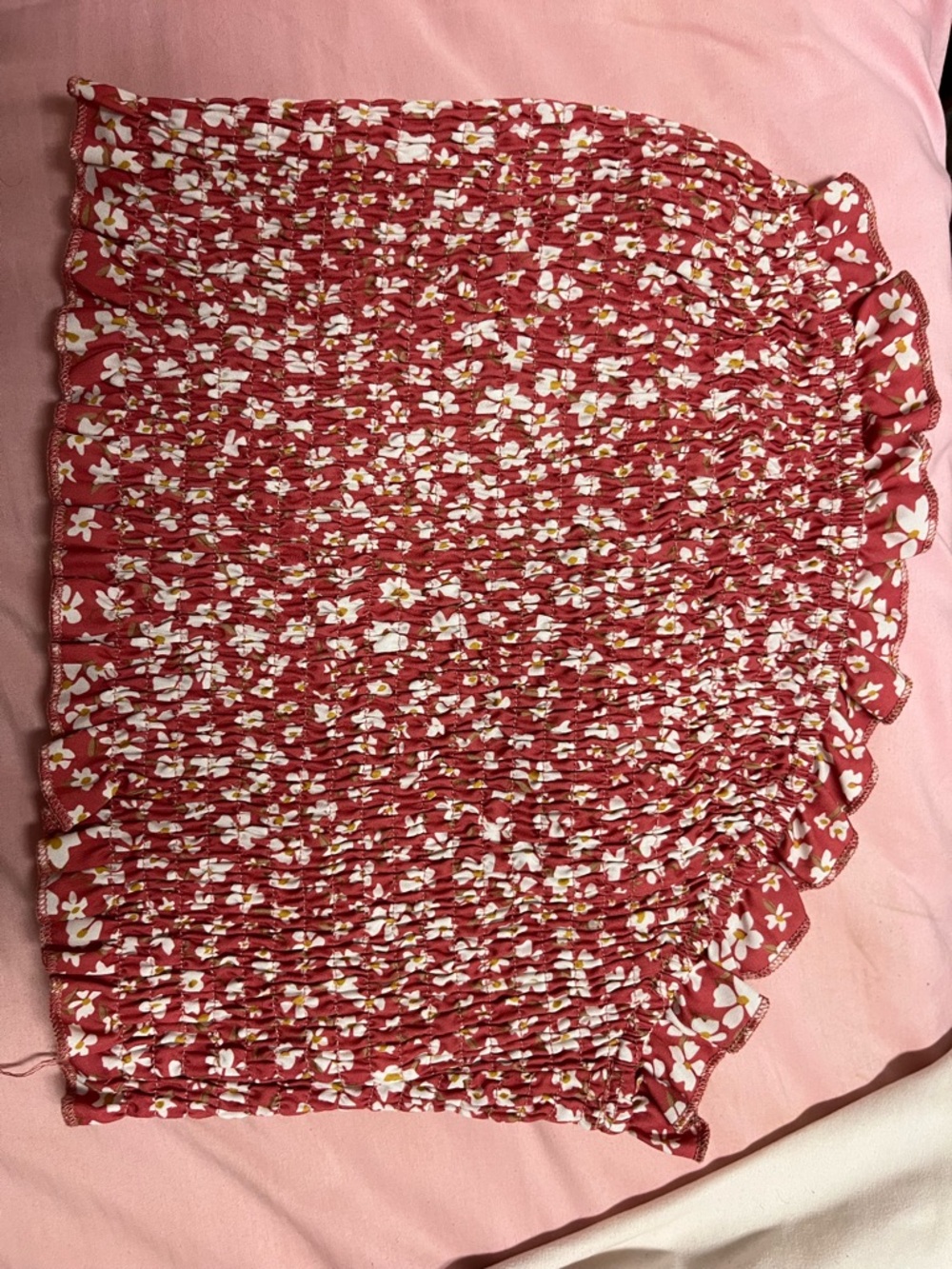 Shein Red Floral Smocked Tube Top